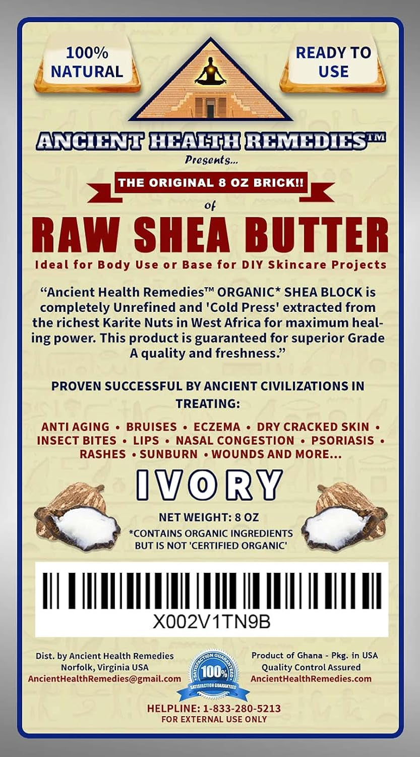 Organic Unrefined Raw AFRICAN IVORY WHITE SHEA BUTTER BLOCKS/JAR Bulk Size Grade a for anti Aging Dry Skin Base for DIY Body Butter, Beauty