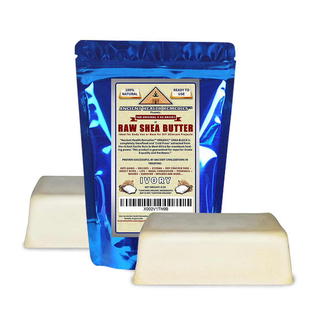 Organic Unrefined Raw AFRICAN IVORY WHITE SHEA BUTTER BLOCKS/JAR Bulk Size Grade a for anti Aging Dry Skin Base for DIY Body Butter, Beauty