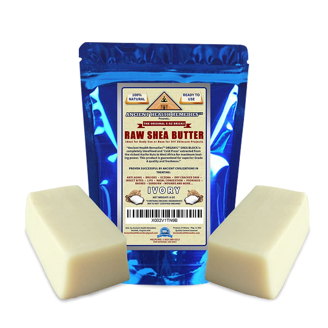 Organic Unrefined Raw AFRICAN IVORY WHITE SHEA BUTTER BLOCKS/JAR Bulk Size Grade a for anti Aging Dry Skin Base for DIY Body Butter, Beauty